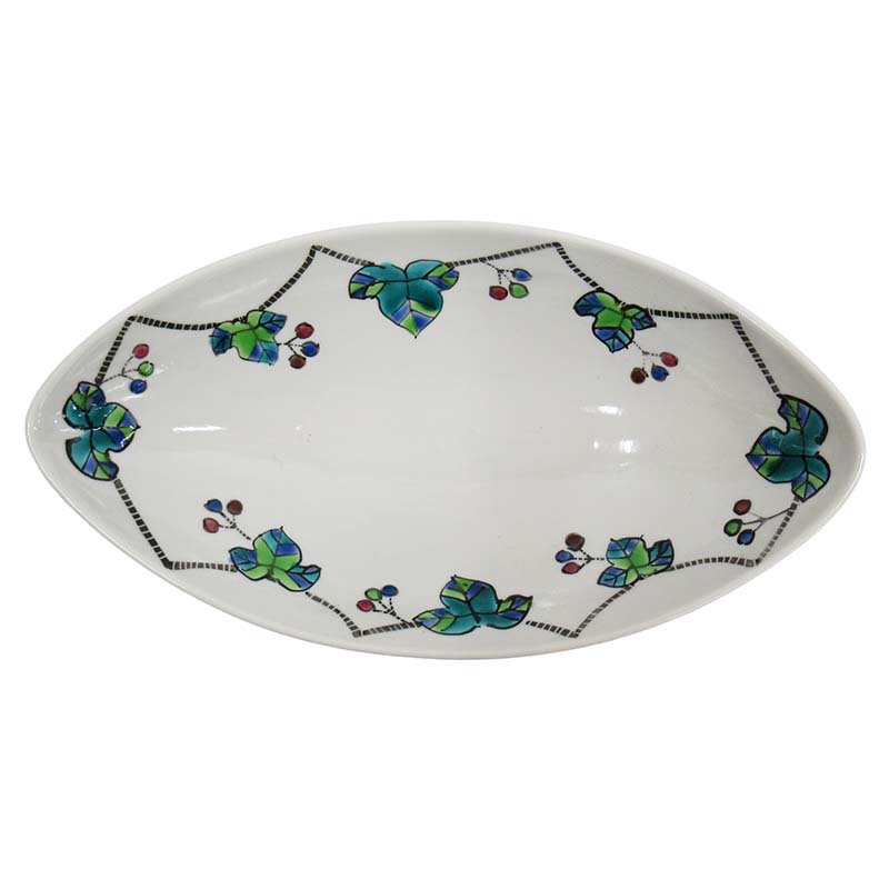 安東眉石窯　楕円鉢　ぶどう　